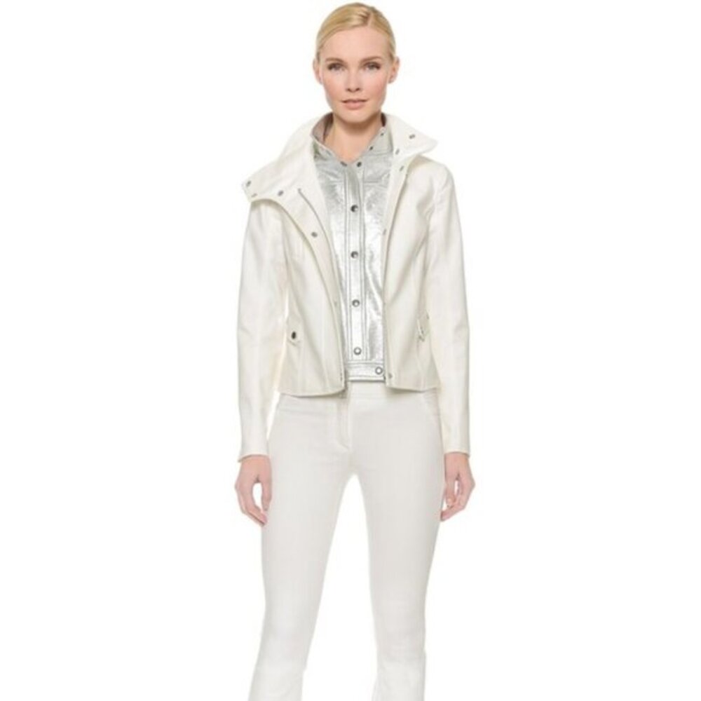 Veronica Beard Funnel Neck Peplum Jacket in Ivory - sz 0